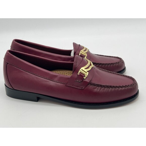 G.H. Bass Weejuns Burgundy Leather Womens Loafers Size 6M With Gold Bit Detail - Picture 5 of 13